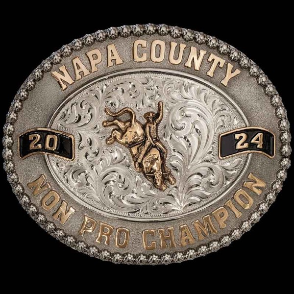 This twist on our Deadwood Belt Buckle adds a bit of shine and class to the already beautiful traditional western design! Customize the Bloomfield Buckle today!